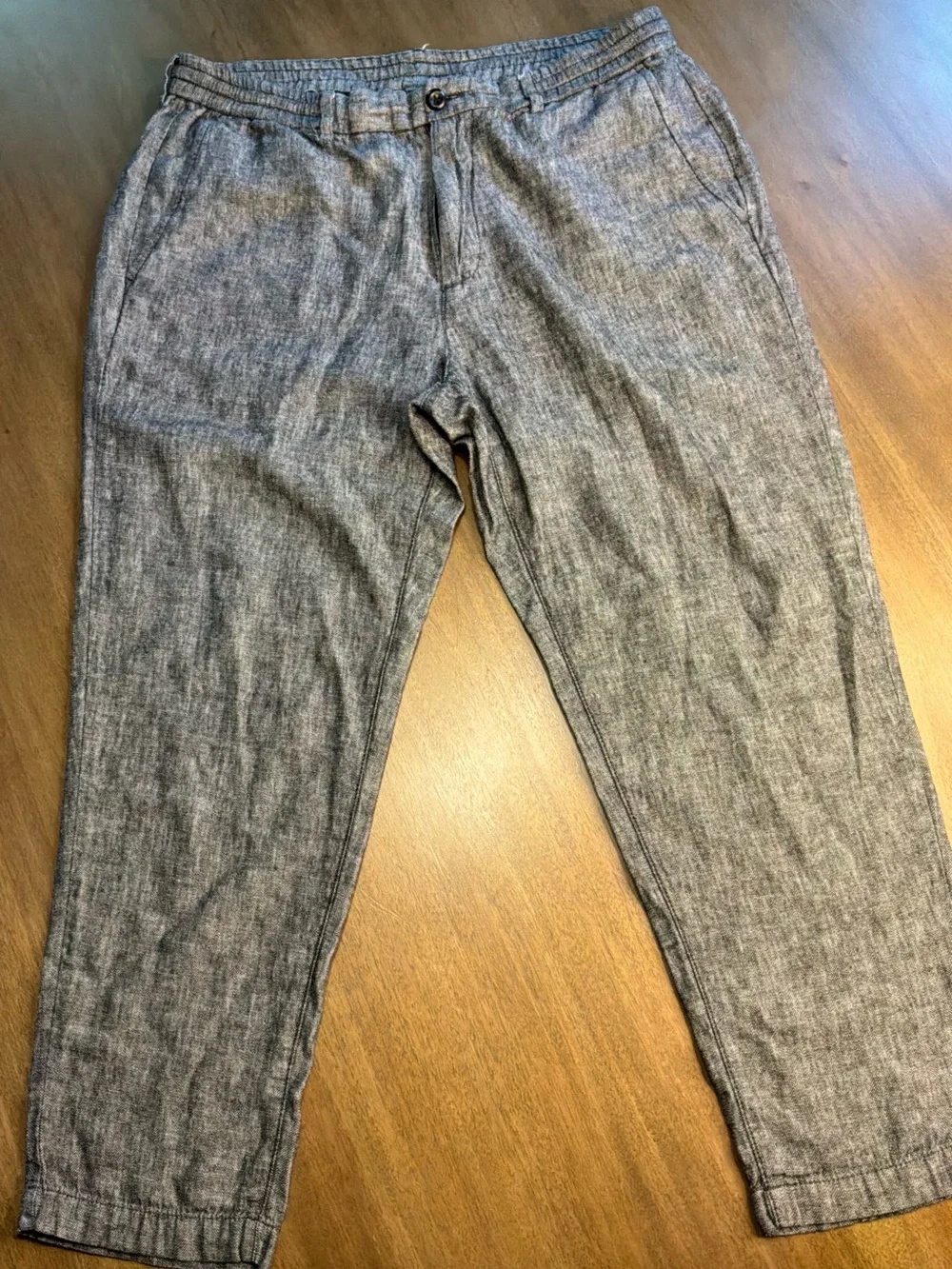 Banana Republic Gray Chambray linen/Cotton-Blend Chinos